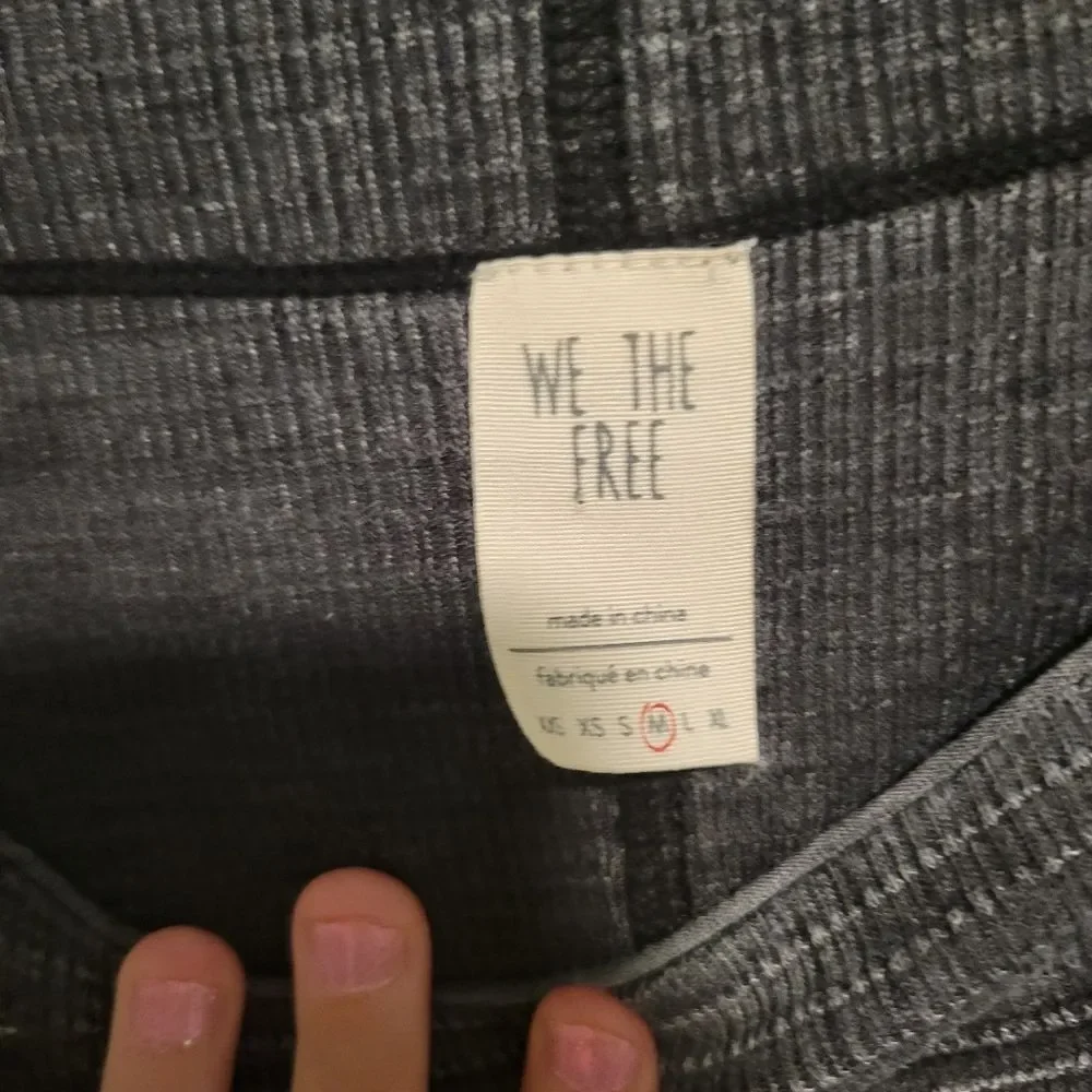 Free People We the Free Willow Washed Gray Thermal Top Size Medium